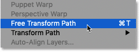 Choisissez la commande Chemin de transformation libre dans Photoshop