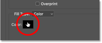 Hacer clic en la muestra de color del trazo en el cuadro de diálogo Estilo de capa en Photoshop