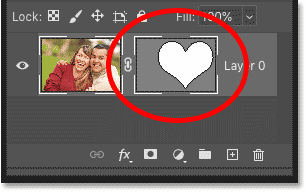 مصغر قناع المتجه في لوحة Layers في Photoshop