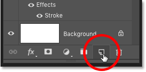 Clicking the Add New Layer icon in the Layers panel in Photoshop