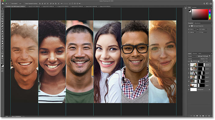 All of the images have been placed into a vertical collage in Photoshop