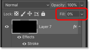 Decrease the layer fill value to 0 percent in Photoshop
