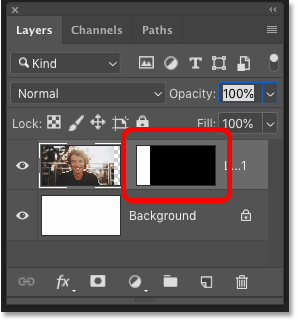 The selection outline has been converted to a layer mask in Photoshop