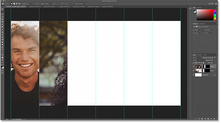 The result after pasting the second image into the new selection in Photoshop