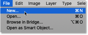 Selecting the new command from Photoshop's File menu