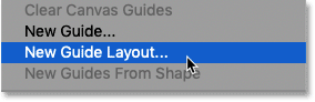 Selecting the New Guide Layout command in Photoshop