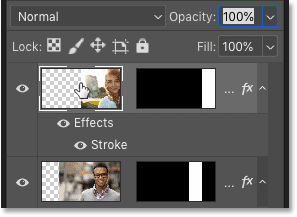 تحديد الطبقة العليا في لوحة Layers في Photoshop