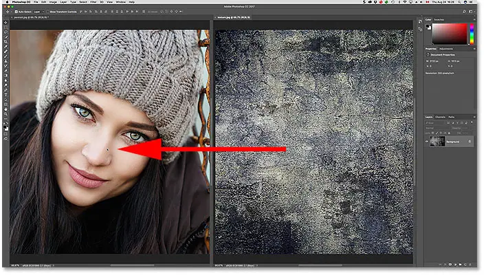 Faites glisser l'image de texture vers une autre fenêtre de document.