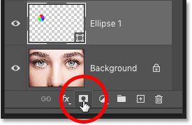 Clicking the Add Layer Mask icon in the Layers panel in Photoshop