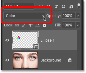 Change the blending mode of the shape layer to color.