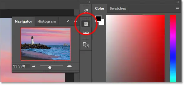 The Navigator panel opens in Photoshop