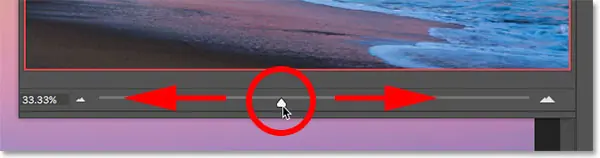 Ползунок уровня масштабирования в нижней части панели «Навигатор».