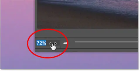 Change the zoom level in the Navigator panel with the Scrubby Slider