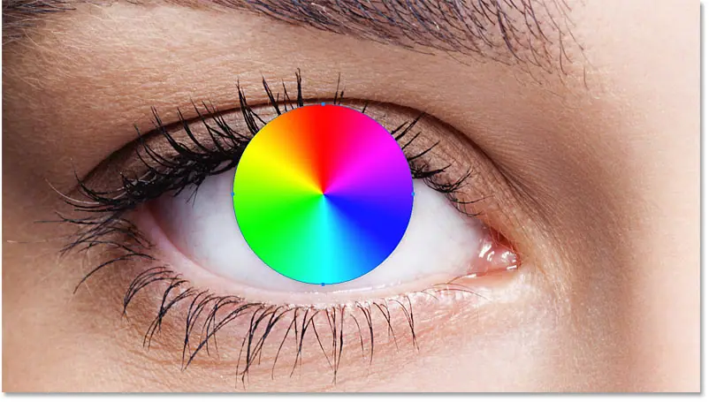 La forma cubre la zona del ojo que queremos colorear.
