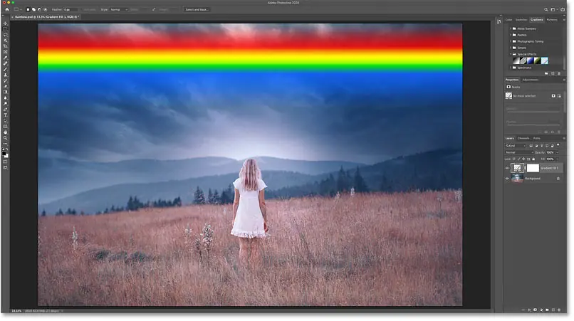 Результат после проецирования градиента радуги Рассела на изображение