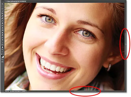 Полосы прокрутки в окне документа в Photoshop