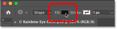 Clicking the Ellipse Tool's fill type color swatch.