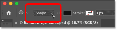 Setting the Tool Mode for the Ellipse Tool on the shape in Photoshop