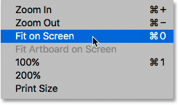 تحديد وضع العرض المناسب على الشاشة في Photoshop.