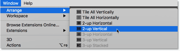 Choisir une disposition verticale 2-up dans Photoshop