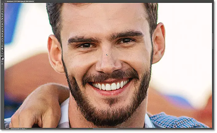 Enlarge the image using the Zoom tool in Photoshop