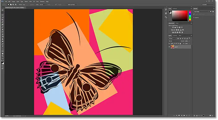 The PNG file opens in Photoshop.