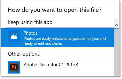Pictures is the current default app for opening PNG files in Windows 10.