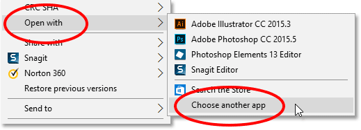 Go to Open With, then choose another app for the PNG file.