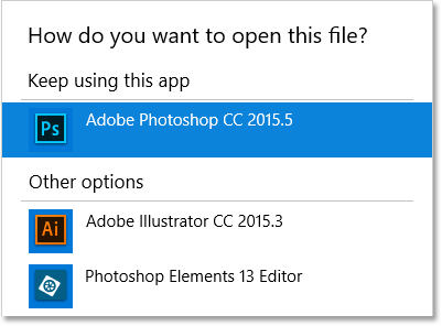 Photoshop should automatically be the default application for opening PSD files.
