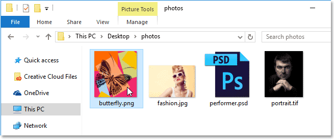 Right-clicking the TIFF image in File Explorer.
