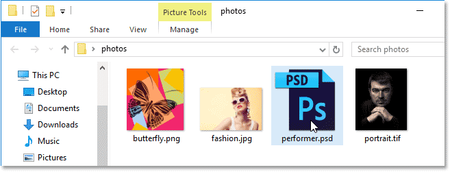 Right-click the PSD file in the File Explorer window.