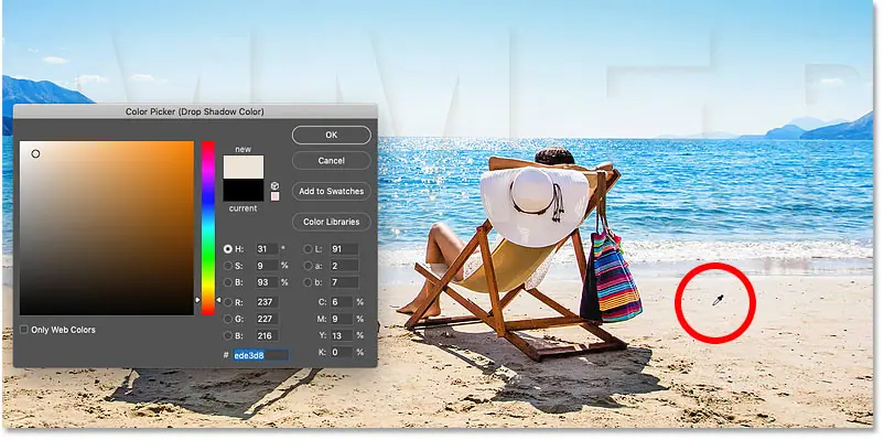 Probieren Sie die neue Schlagschattenfarbe aus dem Bild in Photoshop aus