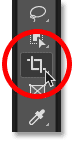Sélectionnez l'outil de recadrage dans la barre d'outils Photoshop