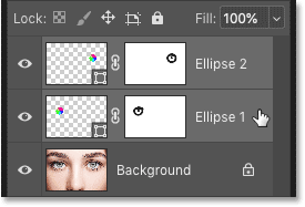 Select both shape layers at once in Photoshop's Layers panel
