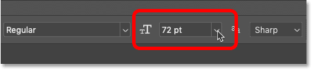 Adjust the type size in the Photoshop options bar