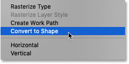 Выберите команду «Преобразовать в фигуру» в Photoshop.