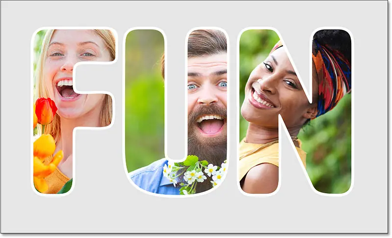 Результат после добавления эффекта «Обводка» к группе слоев в Photoshop