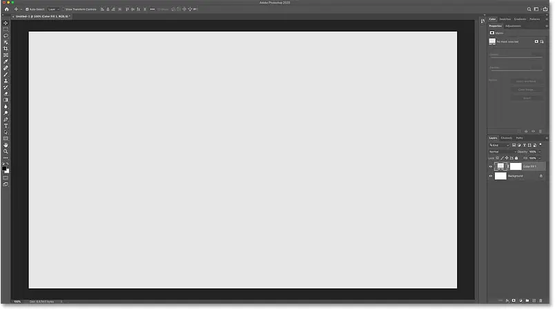 Документ Photoshop теперь имеет светло-серый фон.