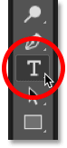 Выберите инструмент «Текст» на панели инструментов Photoshop.