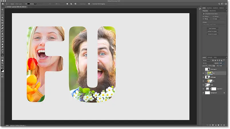 Результат после обрезки первого изображения с первой буквой в фотошопе
