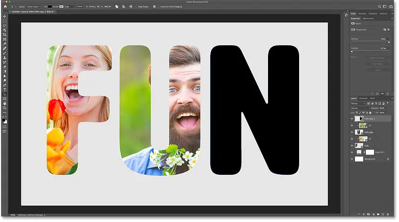 Включите третью букву в документе Photoshop