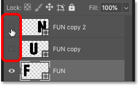 إيقاف تشغيل الأحرف الأخرى في لوحة Layers في Photoshop