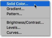 Elija una capa de relleno de color sólido en Photoshop
