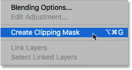 Choisissez la commande Créer un masque d'écrêtage dans Photoshop