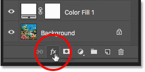 Klicken Sie in Photoshop im Ebenenbedienfeld auf das Symbol „Ebenenstile“.