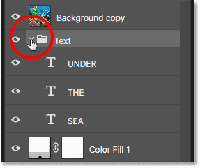 Type layers are now inside a layer group in Photoshop
