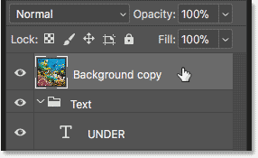 Select the background copy layer at the top of the layers panel