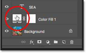 Haga doble clic en la muestra de color de la capa de relleno en el panel Capas