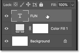 تحديد طبقة الكتابة في لوحة Layers في Photoshop