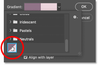 Specifying a split gradient preset in Photoshop's Gradient Fill dialog
